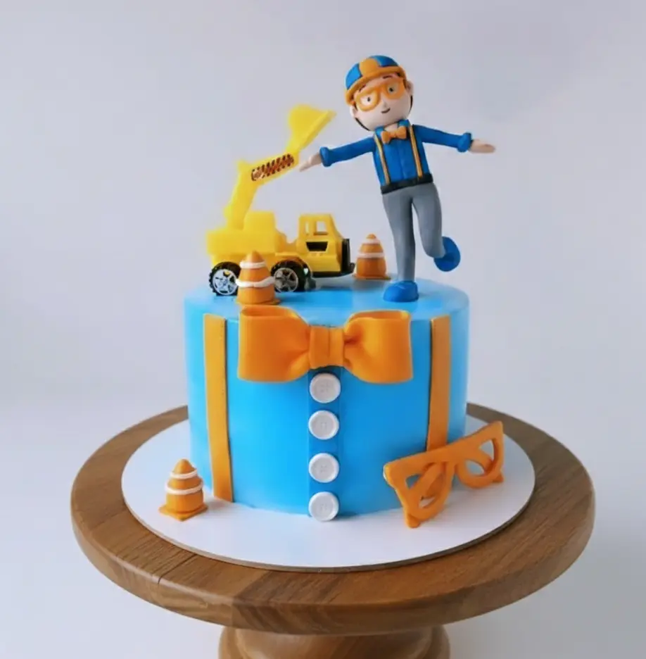 Blippi Theme Birthday Cake with Construction Toys 